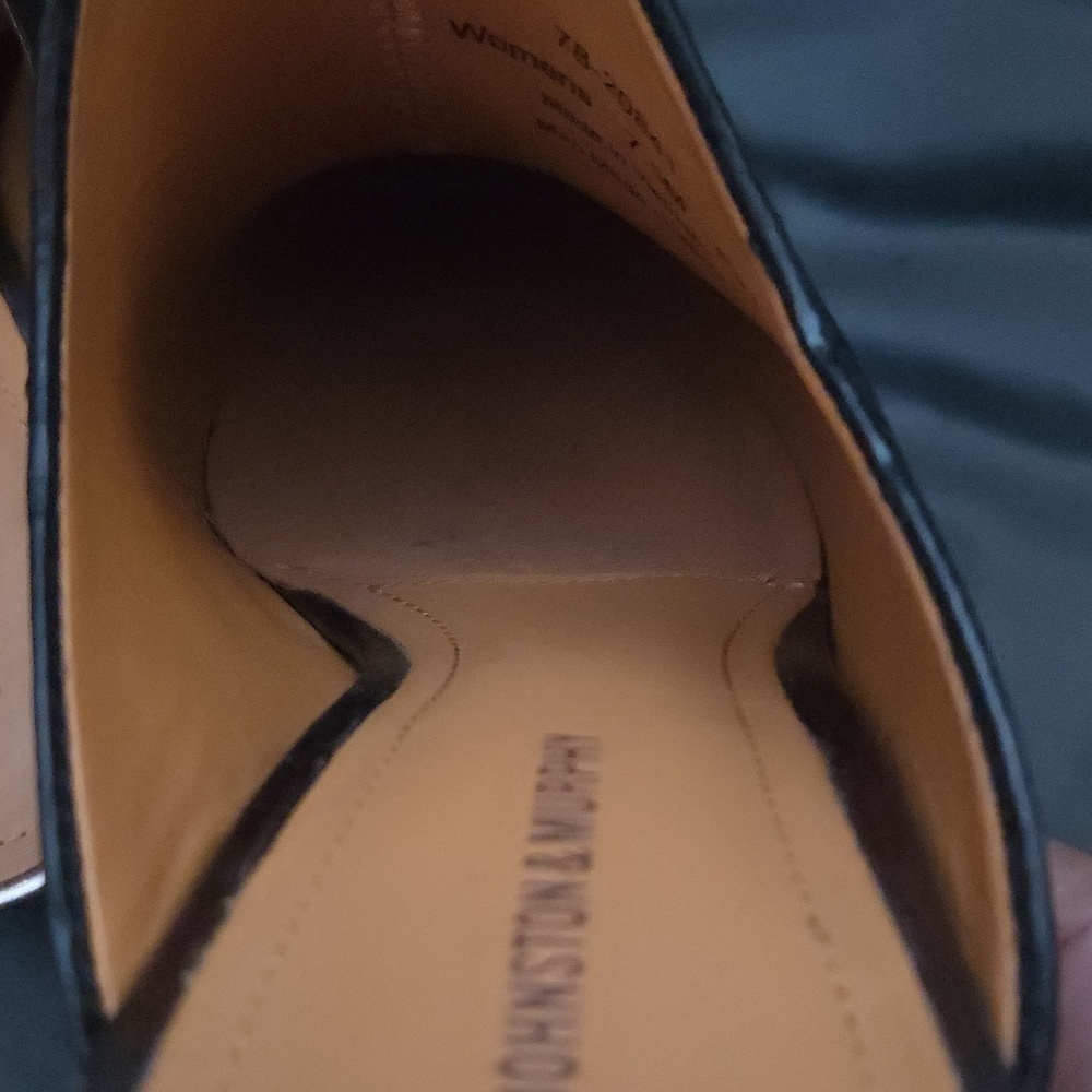 Johnston & Murphy Black 100% Leather Mules Slip On Block Heel 2.5 Shoe SZ 7.5 US - Picture 9 of 11
